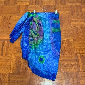 Blue, Green Purple Large Beach Scarf
